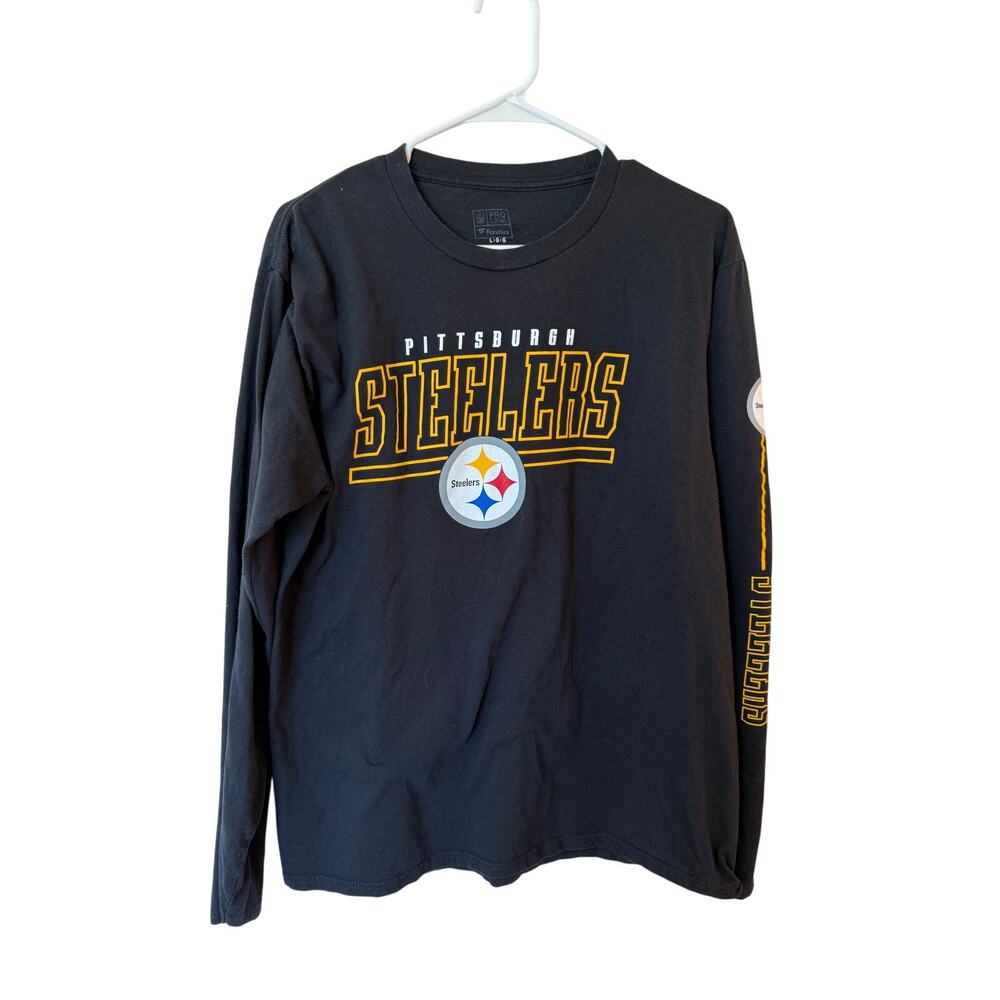 Pittsburgh Steelers NFL Graphic Print Long Sleeve T-Shirt Black Men's Size Large
